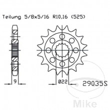 Racing-Ritzel 16Z Teilung 525 feinverzahnt Innendurchmesser 22/25