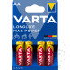 Gerätebatterie Mignon AA Varta 4er Blister Longlife Max Power