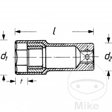 Zündkerzenstecknuss Schlüsselweite 16 mm 1/2 Zoll mit Magnet Länge 71 mm