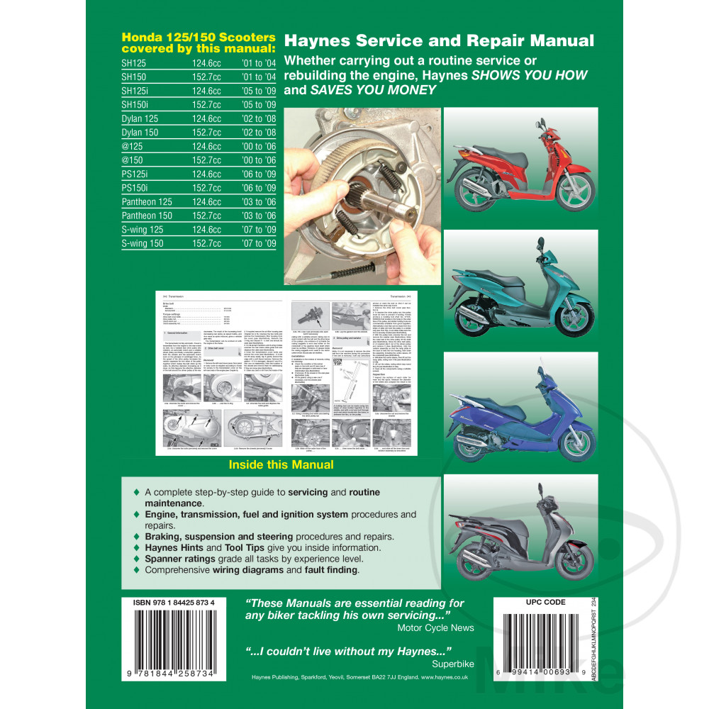 Sentinel Scooter Haynes Service Repair Manual 4873