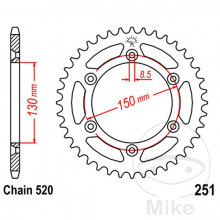 Kettenrad 49Z Teilung 520 Innendurchmesser 130 Lochkreis 150