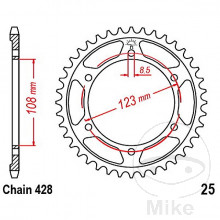 Kettenrad 60Z Teilung 428 Innendurchmesser 108 Lochkreis 123