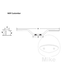 Lenker Stahl schwarz mit Kabelkerbe 1 Zoll Fehling MSP CUSTOMBAR
