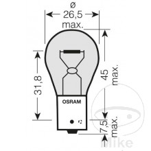 Lampe 12V21W BAU15S Osram JMP 1590332