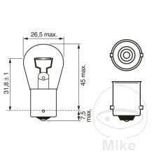 Lampe 12V21W BA15S gelb 