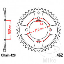 Kettenrad 54Z Teilung 428 Innendurchmesser 100 Lochkreis 116