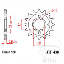Ritzel 12Z Teilung 520 feinverzahnt Innendurchmesser 16.7/20