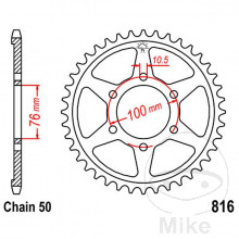 Kettenrad 44Z Teilung 530 Innendurchmesser 076 Lochkreis 100