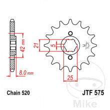 Ritzel 13Z Teilung 520 grobverzahnt 5 Innendurchmesser 21/25