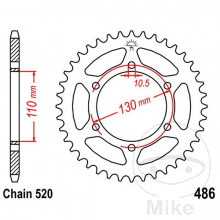 Kettenrad 47Z Teilung 520 Innendurchmesser 110 Lochkreis 130