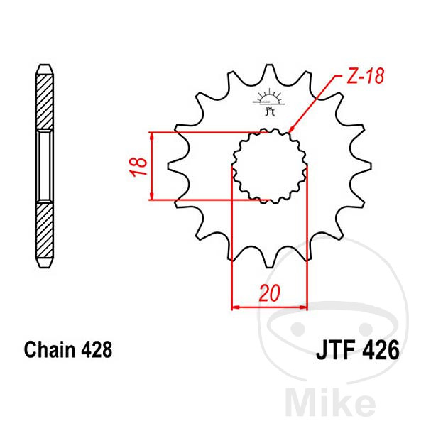 JT Front Sprocket 428 Pitch / 15 Teeth (JTF426.15)