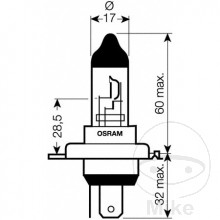 Lampe H4 12V60/55W Osram JMP 1590092 Alternative: 1590365