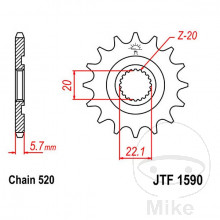 Ritzel 12Z Teilung 520 feinverzahnt Innendurchmesser 20/22.2