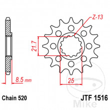 Racing-Ritzel 15Z Teilung 520 feinverzahnt Innendurchmesser 21.7/25
