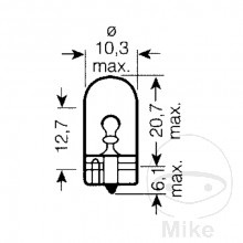 Lampe 12V5W W2.1X9.5D Osram 2 BLI JMP 1590136