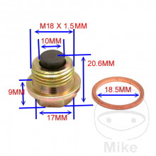 Ölablassschraube magnetisch JMP M18X1.5 mm mit Dichtring