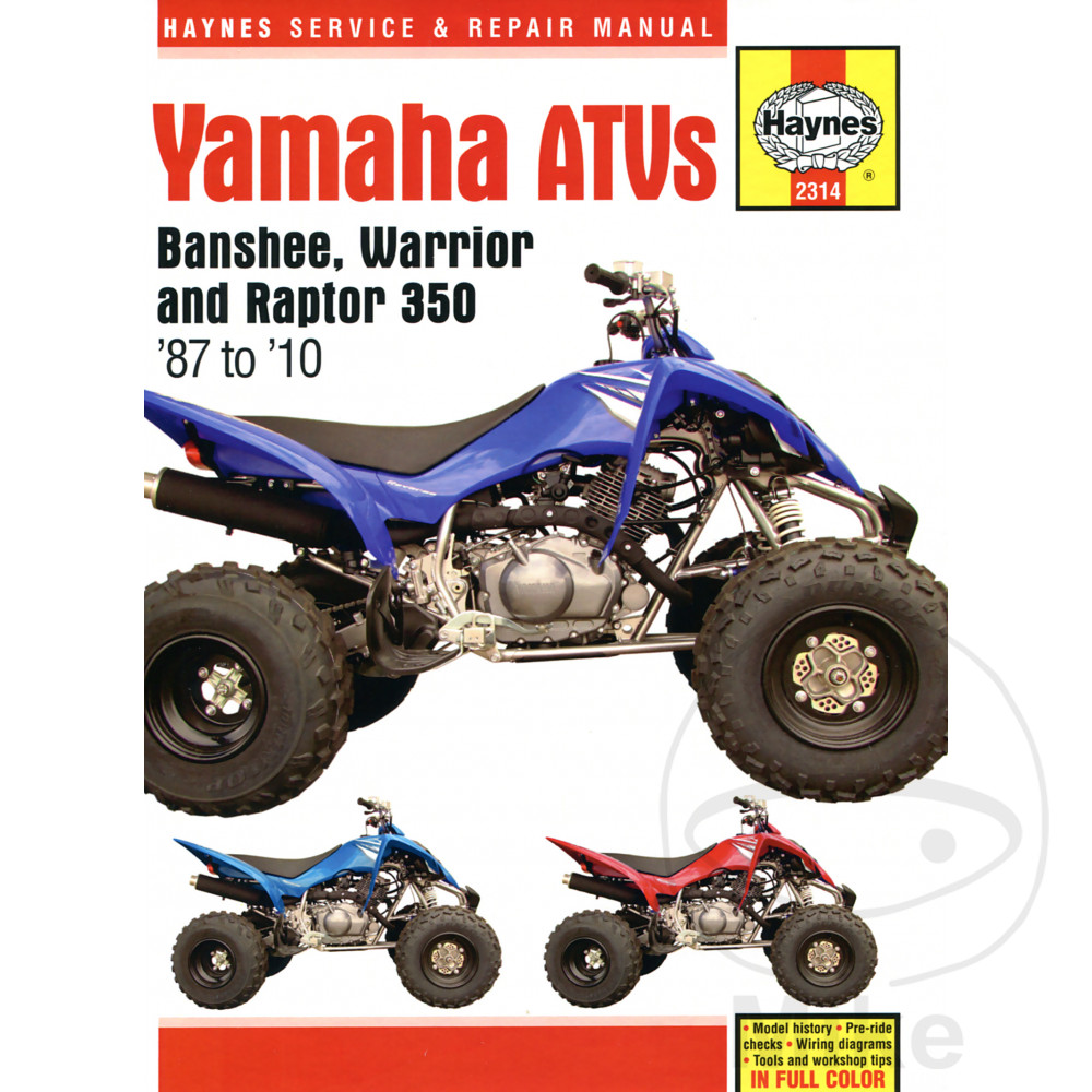 HAYNES REPAIR MANUAL YAMAHA BANSHEE WARRIOR & RAPTOR ATVS 1987 - 2010 | Motomike