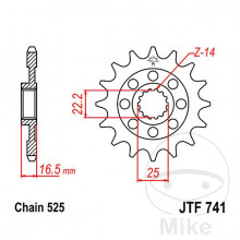 Racing-Ritzel 14Z Teilung 525 feinverzahnt Innendurchmesser 22/25