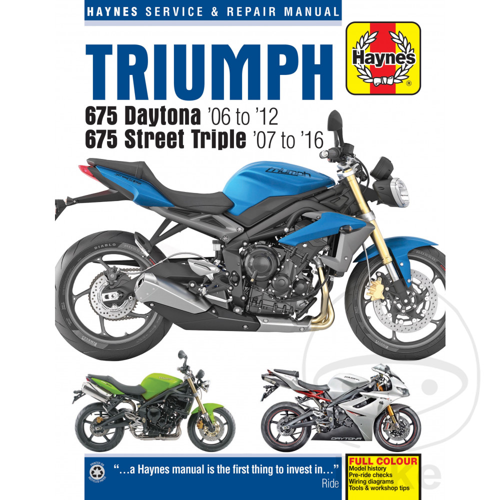 Triumph Street Triple 675 R Abs 14 Haynes Service Repair Manual 4876 Ebay