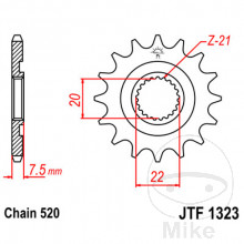 Ritzel 12Z Teilung 520 feinverzahnt Innendurchmesser 20/22