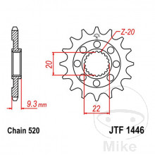 Racing-Ritzel 13Z Teilung 520 feinverzahnt Innendurchmesser 20/22