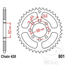 Kettenrad 37Z Teilung 420 Innendurchmesser 052 Lochkreis 068