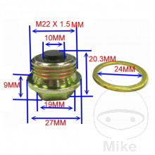Ölablassschraube magnetisch JMP M22X1.5 mm mit Dichtring
