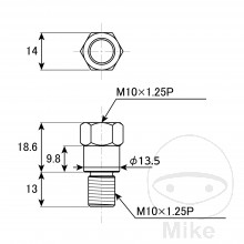 Spiegeladapter JMP M10 x 1.25 links zu M10X1.25 rechts