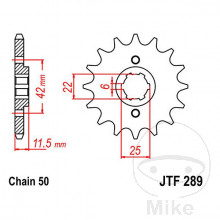Ritzel 15Z Teilung 530 grobverzahnt 6 Innendurchmesser 22/25