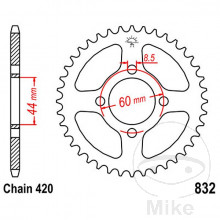 Kettenrad 50Z Teilung 420 Innendurchmesser 044 Lochkreis 060