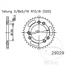 Kettenrad 41Z Teilung 525 schwarz Innendurchmesser 130 Lochkreis 152